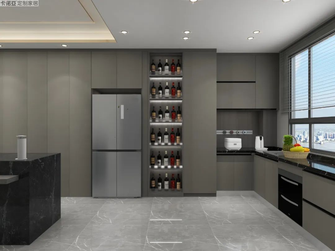 另一侧橱柜内嵌洗碗机,安装高度适中方便操作 另一侧橱柜内嵌洗碗机,安装高度适中方便操作